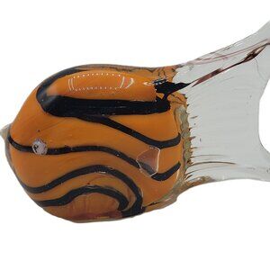 Angel Fish Figurine Art Glass Bright Orange/Black Stripe Handmade